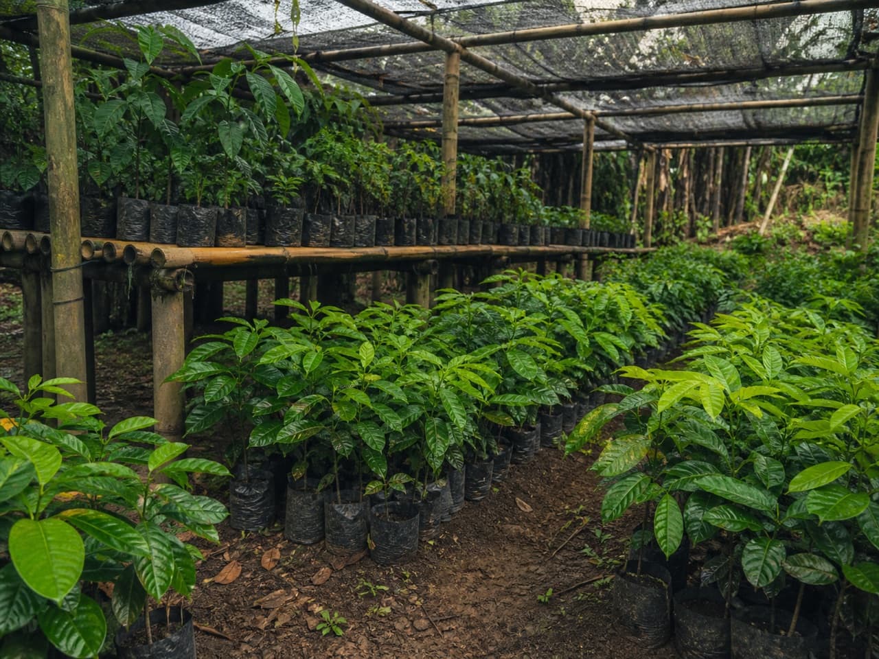 Tree seedlings in the nursery area