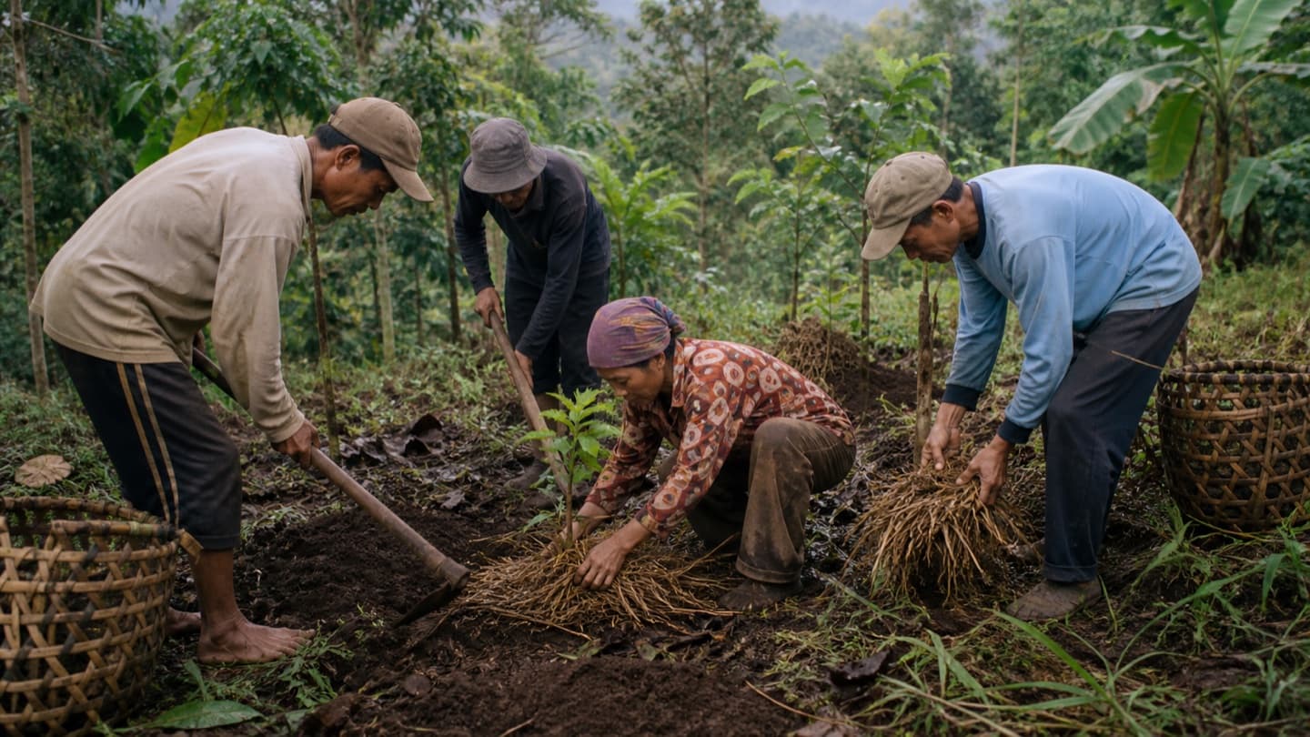 Residents working together in the garden