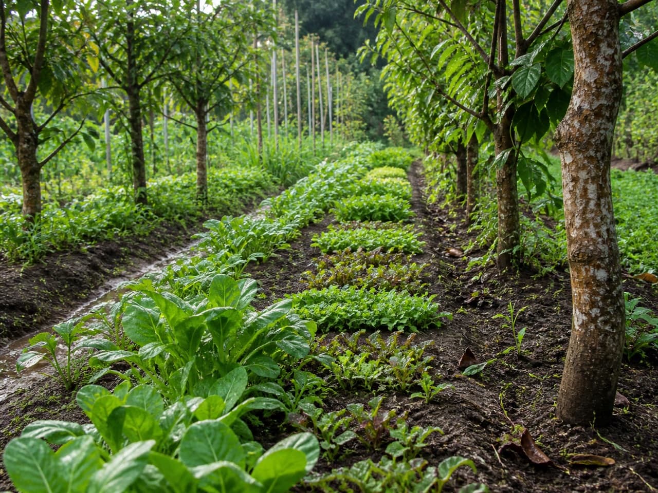 Intercrop beds between the tree rows